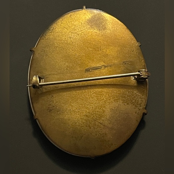 Antique Victorian Hand Painted Porcelain Floral Pink Rose Flower Brooch Pin - Picture 4 of 15